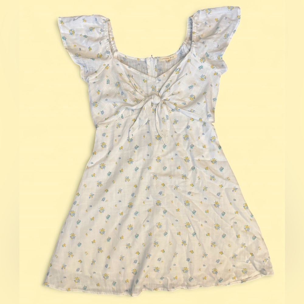 Copper Key Floral 🌼 Front-Tie Mini Dress - Size Small